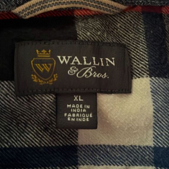 Wallin & Bros Plaid Flannel Button Front Mens XL - Picture 3 of 10